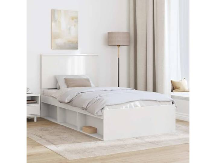 SKTQYQO Bettgestell, weiß, 100 x 200 cm, Kiefer massiv Lattenrost, modernes Design, für Schlafzimmer