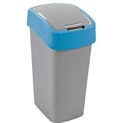 Proregal Abfallbehälter mit Schwing-/Klappdeckel | 10 Liter Fassungsvermögen | Silber/Blau