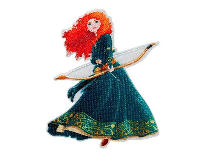 Mono Quick Disney Prinsessen-applicaties, opstrijkplaatpatches Arielle Vaiana Mulan Belle UVM. (14084, Merida)