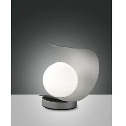 Fabas Luce LED Tischleuchte ADRIA, 6W 3000K 540lm, mit Touch-Dimmer, Metall / geblasenes Glas, Silber FAB-3414-30-137
