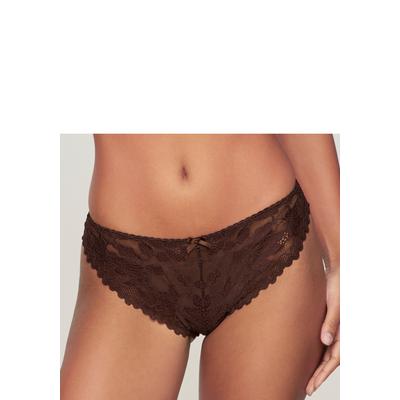 String LASCANA, Damen, Gr. 44/46, braun (schokolade), Spitze, Obermaterial: 90% Polyamid, 10% Elasthan, Unterhosen String, aus floraler Spitze