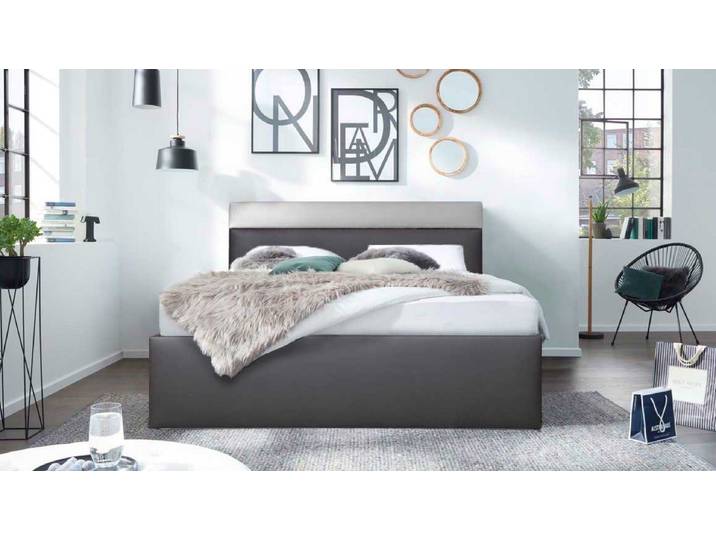 Halmon Schlafkomfort Betten Kunstlederbett Elsa (erhältlich In 6 Größen und 6 attraktiven Farbkombinationen), inkl. Lattenrost bei Ausführung mit Matratze, Seitenhöhe 40 cm