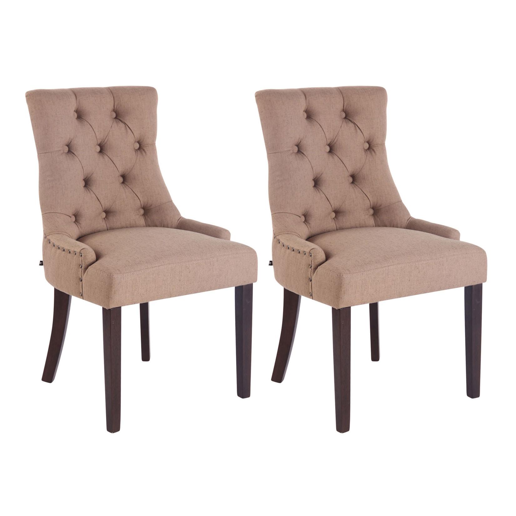 CLP 2er Set Esszimmerstuhl Aberdeen Stoff antik - Farbe: taupe, Gestellfarbe: antik