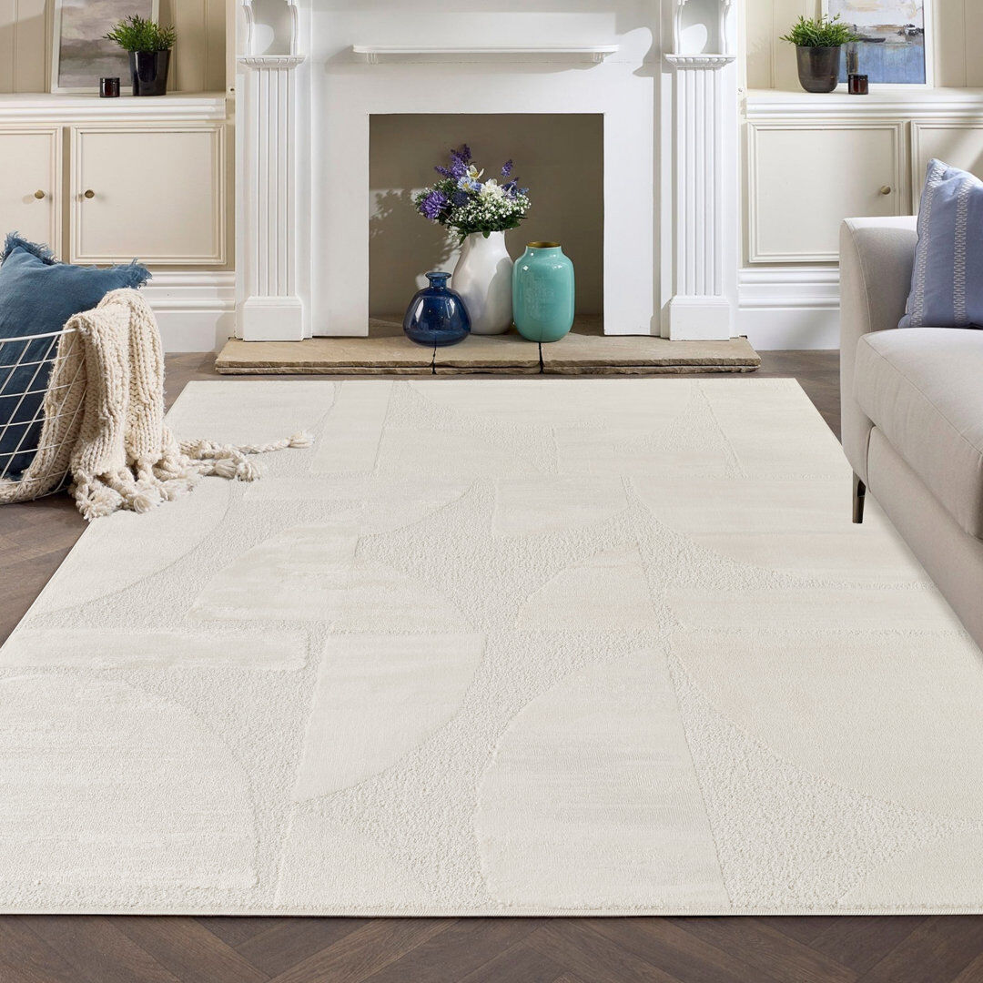 Desire Rugs Hamilton Modern Metallic Sheen Area Rug - Polypropylene Weaving - Jute Backing - Abstract Motif Geometric Lines Design Rugs, Cream Cream Rectangle 200 x 290 cm