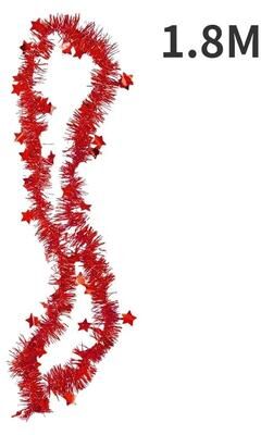 Uplifted Finds 1.8M Christmas Tinsel Ribbon Garland   Premium Star Ornamented PVC Hanging Decor For Home & Wedding Infrastructure a red 3 Pcs