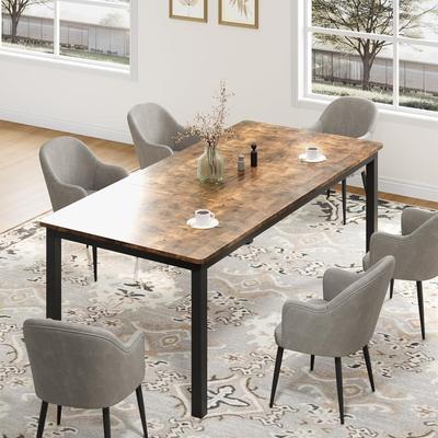 Yun Industrial Dining Table for 8, Wooden Long Dinner Table, Kitchen Table