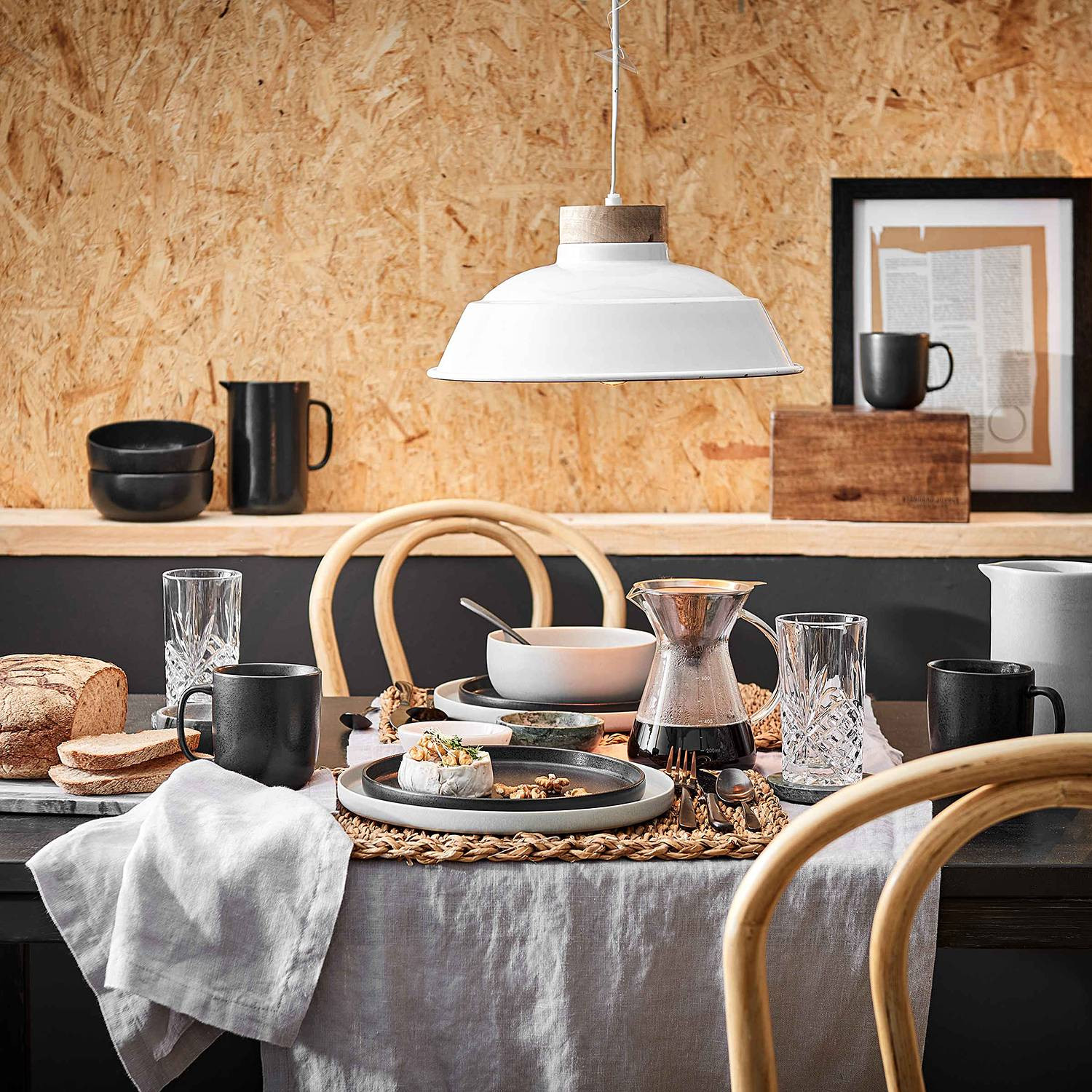 home24 Serviesset CASA NOVA 16-delig zwart keramiek Ø 27cm