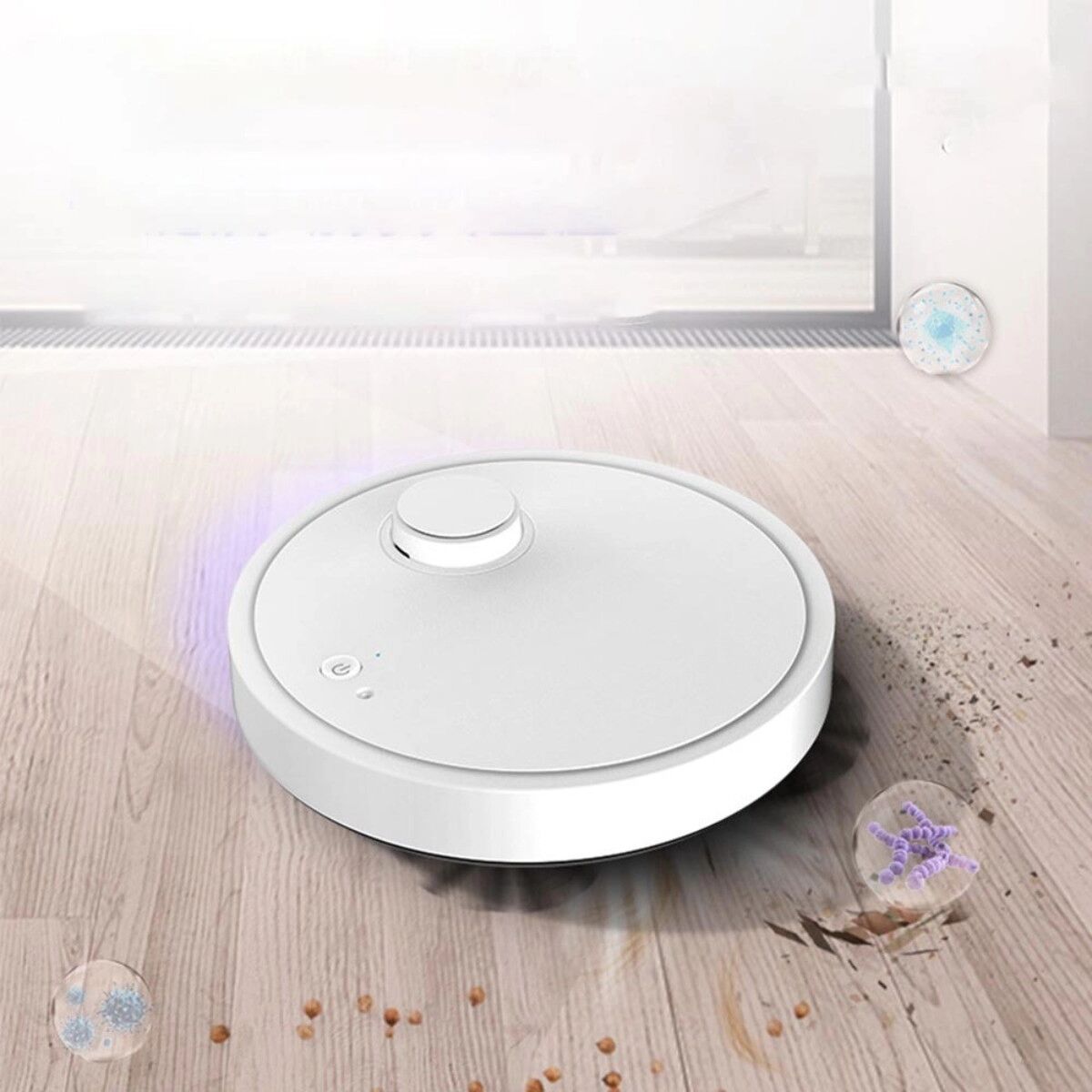INF Schlanker Roboterstaubsauger - Automatische Bodenreinigung mit USB-Aufladung & Hindernisvermeidung Weiß