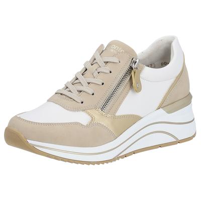Keilsneaker REMONTE, Damen, Gr. 41, beige (beige, kombiniert), Lederimitat, Schuhe Sneaker, Freizeitschuh, Halbschuh, Schnürschuh, vegane Verarbeitung