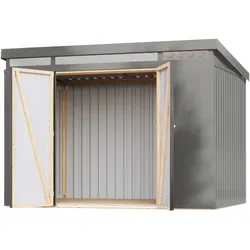 Karibu Metall Gerätehaus Iridium graualuminium Doppeltür B 290 x T 209 cm (Iridium 3)