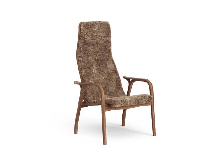 Swedese Lamino Sessel Schaffell sahara, Walnuss lackiert