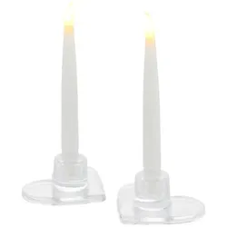 LED-Kerzenständer 2er-Set Ella Herz Glas weiß 9x15x9 cm