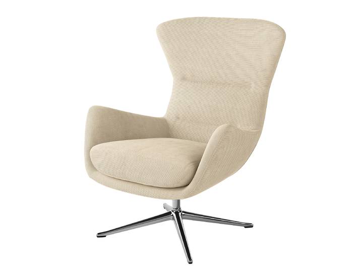 Fauteuil avec pied cruciforme Beige Velours côtelé Snor Chrome brillant 84 x 99 x 96cm