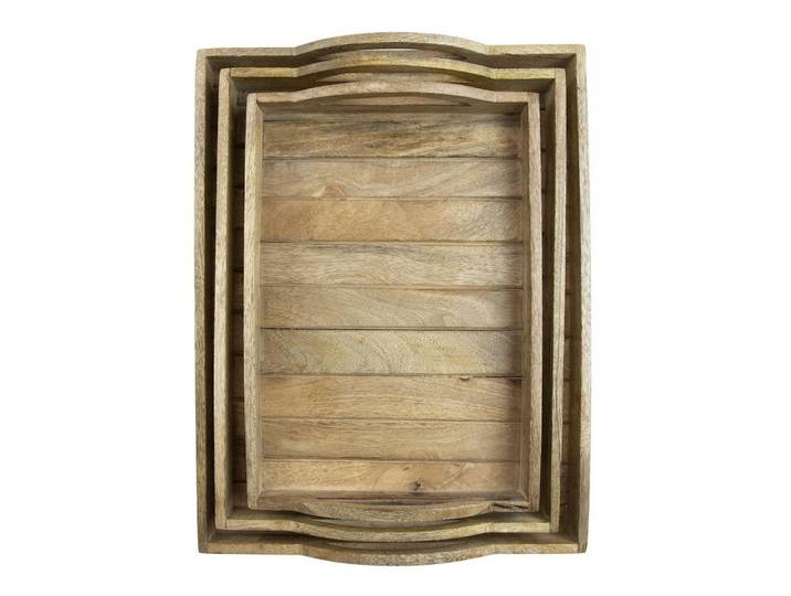 INNA-Glas Servierplatte Dekoschale Mangoholz ZANNY, braun, 3 Stück, 45x35x8/40x30x8/36x25x8cm, Holz