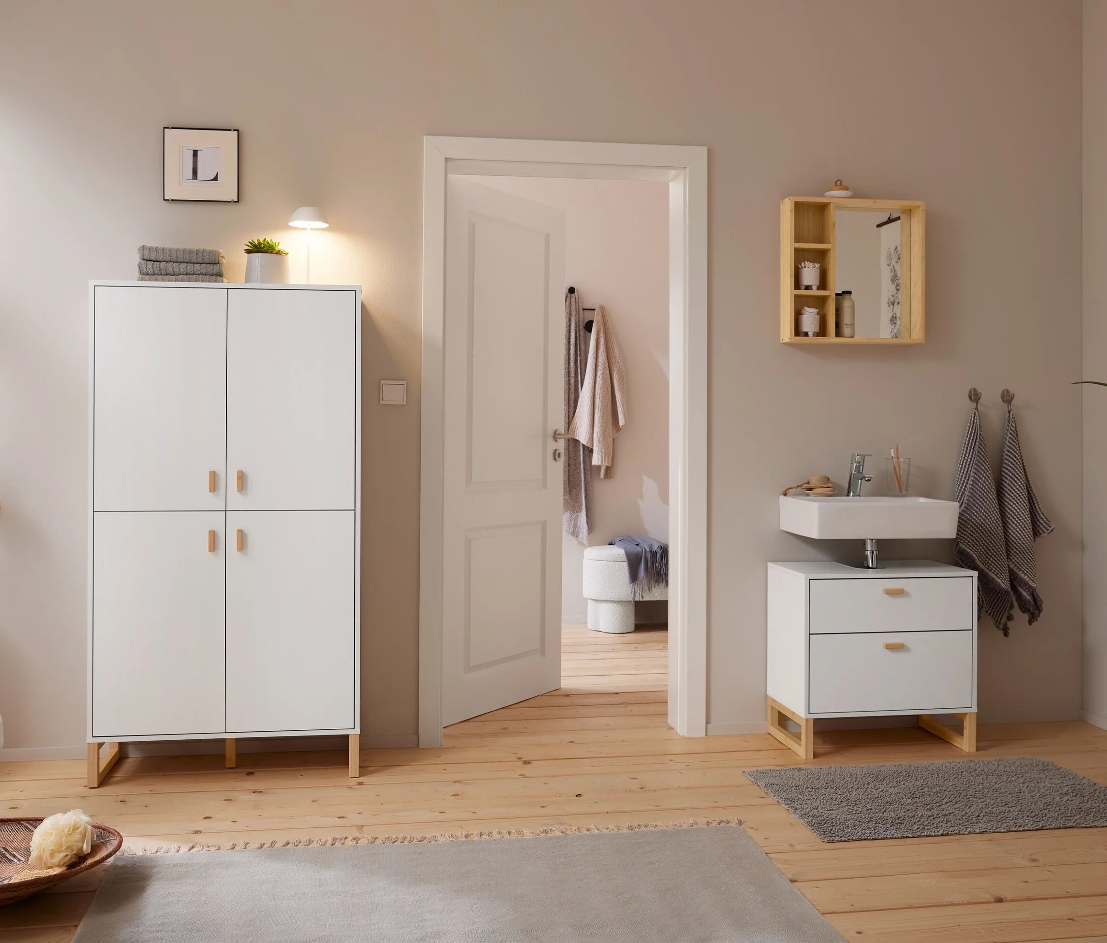 Tchibo - Badschrank mit 4 Türen - 80x35x150cm - weiss -