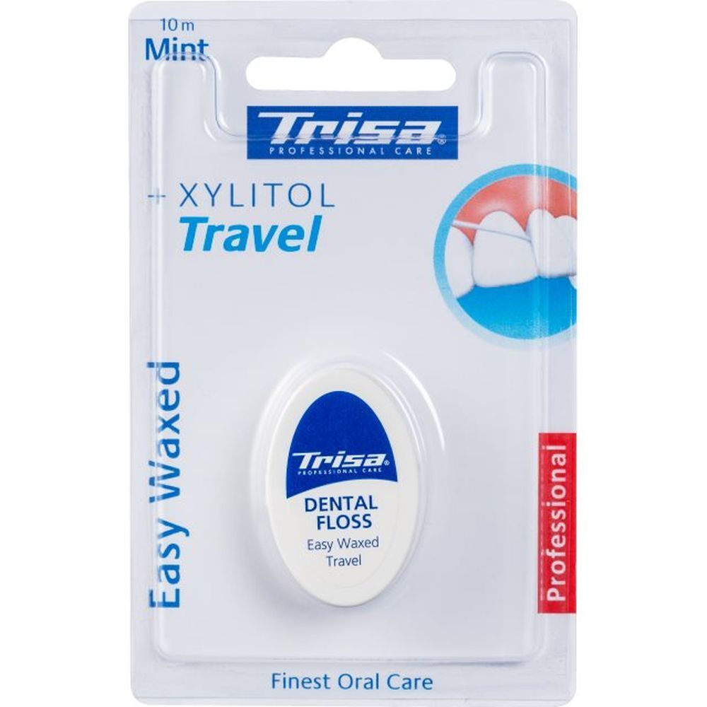 Trisa Easy Waxed Travel 10m mint Xylitol 1 St Zahnseide