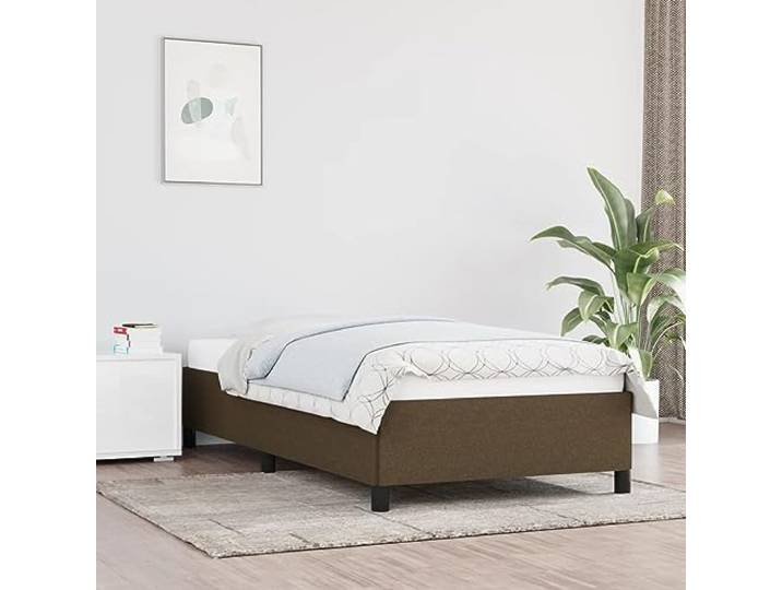 Strapazierfähiger Stoff Stabil Einladende Ergänzung 90x200 cm Braun Bettgestell ohne Matratze Dunkelbraun 90x200 cm Stoff Bettrahmen mit Kopfteil Stabil Holz Lattenrost