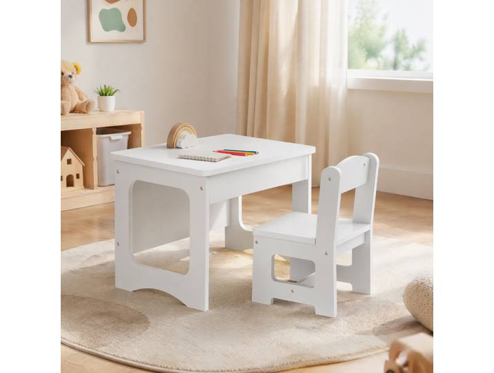 AIYAPLAY Bureau Chaise Enfant Plateau Réversible Blanc 3-6 Ans
