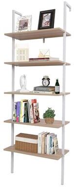 karlinc 5-Tier Industrial Wood Ladder Bookcase with Metal Frame