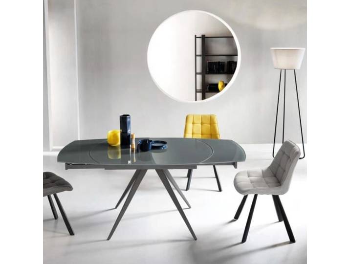 Table à rallonge - ACHILLE - 180 cm - plateau verre anthracite