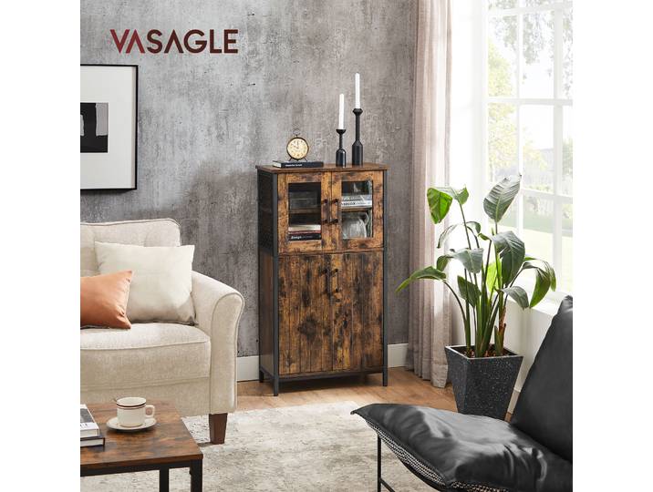 VASAGLE Highboard Armoire de cuisine\, hauteur 108 cm\, pour cuisine\, style industriel