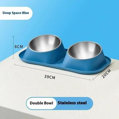 Uplift Essentials Orthopedic Stainless Steel Double Diner With Tilt Safeguard blue