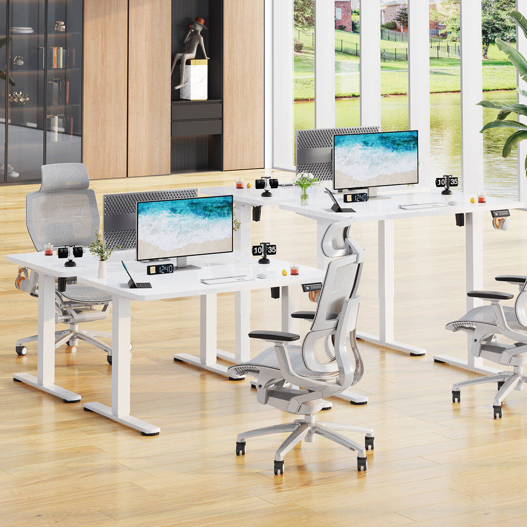Zipcode Design Mallus 120CM x 60CM Electric Height Adjustable Standing Desk White/White 120cm. W x 60cm. D