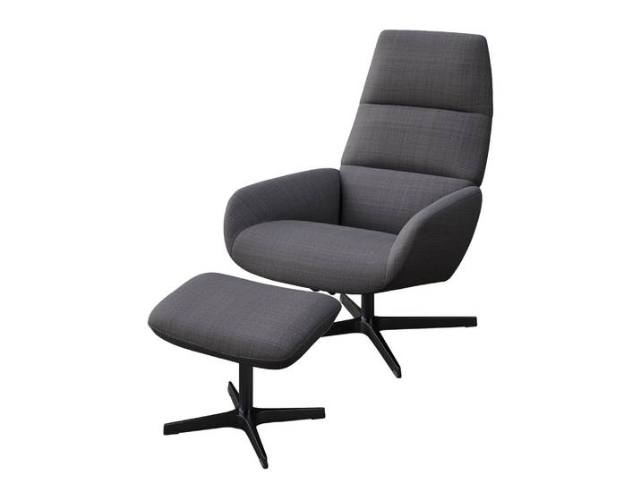 home24 Relaxfauteuil Turami grijs/donkergrijs platweefsel 71 x 110 x 80cm