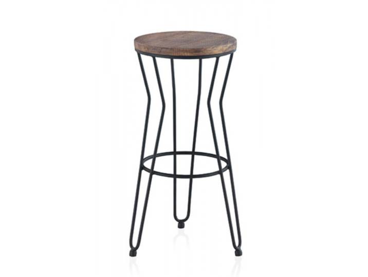 TABOURET ROND INDUSTRIEL EN MÉTAL ET BOIS LISBOA
