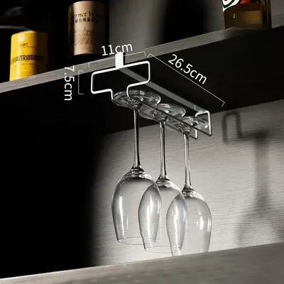 PRiME Punch Free Under Cabinet Wine Glass Holder Space Saving Stemware Rack white