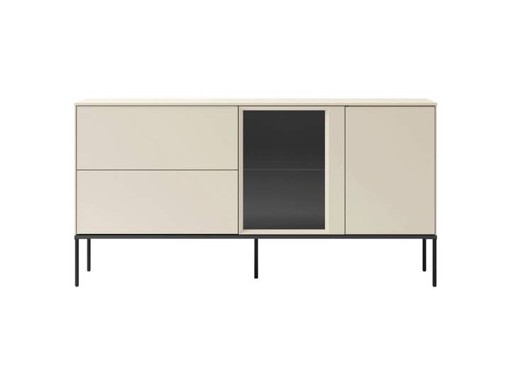 SIDEBOARD Bellezo mit beleuchteter Glasvitrine Creme 196 cm