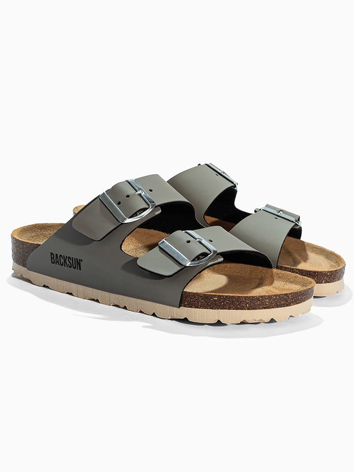 BACKSUN Pantoletten "Bali" in Grau - 39