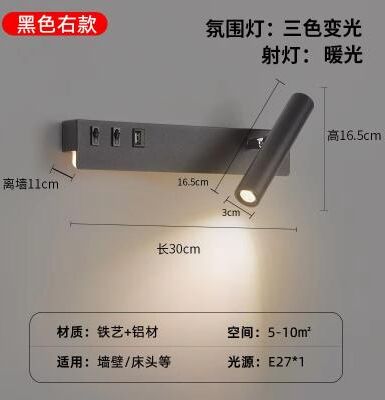 Inspired Finds Nordic Rotatable LED Reading Wall Light   Sleek Minimalist Wall Sconce 6 Has Usb nature White(3500 5500k)