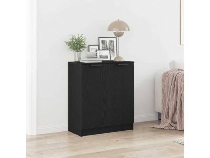 HEFZGDB Sideboard Schwarz Eichen-Optik 60x30x70 cm aus Holzwerkstoff mit glatter Oberfläche als minimalistisches Sideboard für zusätzlichen Stauraum, multifunktionales als Konsolenschrank