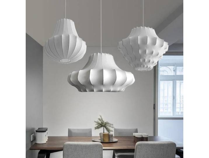Lampes suspendues LED en soie nordique pour salon salle à manger Tables alimentaires étude chambre lustre décor à la maison luminaire suspendu