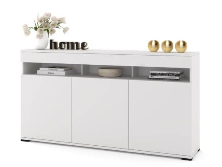 Euro Style Große Kommode FernsehschranSideboard Tv Lowboard 120cm Weiß Matt/Weiß Matt