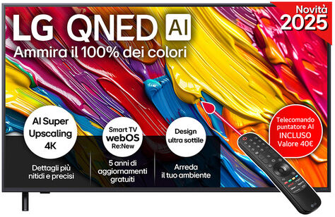 LG QNED AI 55QNED82A6B TV Serie QNED82 55'' 4K, α7 Gen8, HDR10, 20W, 3 HDMI con Game Optimizer, Smart TV WebOS 25