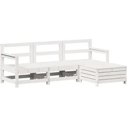 vidaXL 4-tlg. Garten-Sofagarnitur Weiß Massivholz Kiefer