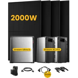 EcoFlow Stream Ultra X, All-in-One Speicher für Balkonkraftwerke, mit 4 x 500 Bifaziale Solarmodule, by Powerness - Stream Ultra X + 2 x Stream AC Pro | 7680Wh / Gratis Smart Meter / Selbstabholung