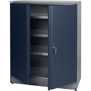 Küpper Werkzeugschrank 71693, aus Metall, grau / blau, mit 3 Fachböden, abschließbar, 91 x 110 x 45cm