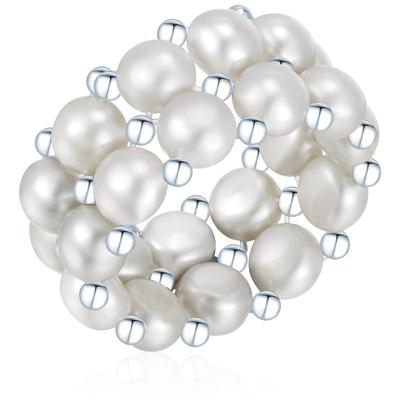 Perlenring VALERO PEARLS "A1424", weiß (grau), Fingerringe, Damen, onesize, Silber 925 (Sterlingsilber), Perlenring, aus Süßwasser-Zuchtperlen