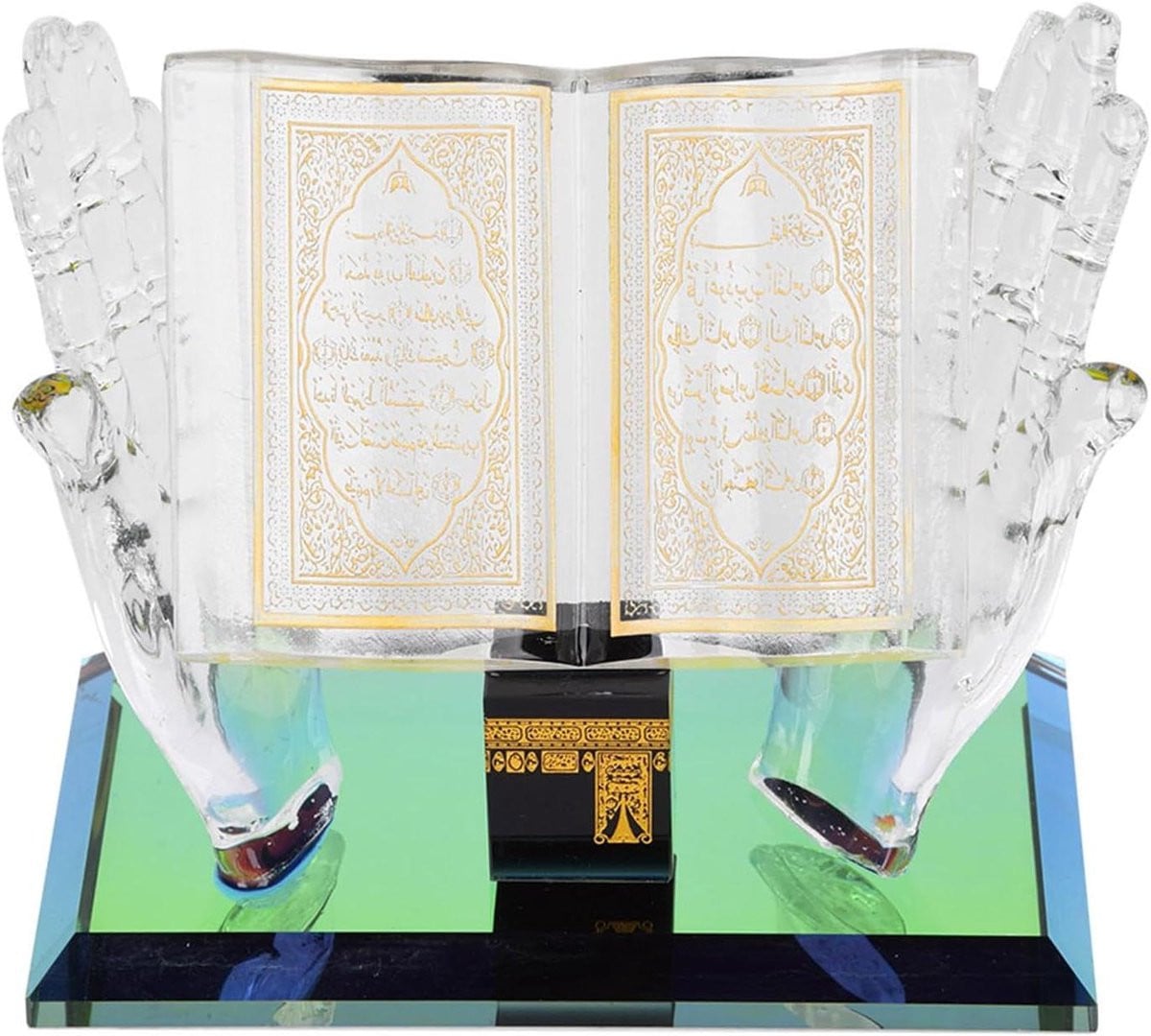 Islamitische Decoratie Moslim Kalligrafie Kunst Blauw Goud Kristal Ambachtelijk Model