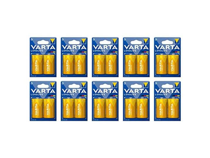 VARTA Lot de 10 Blisters de 2 Piles Longlife Extra 4120 Mono D LR20