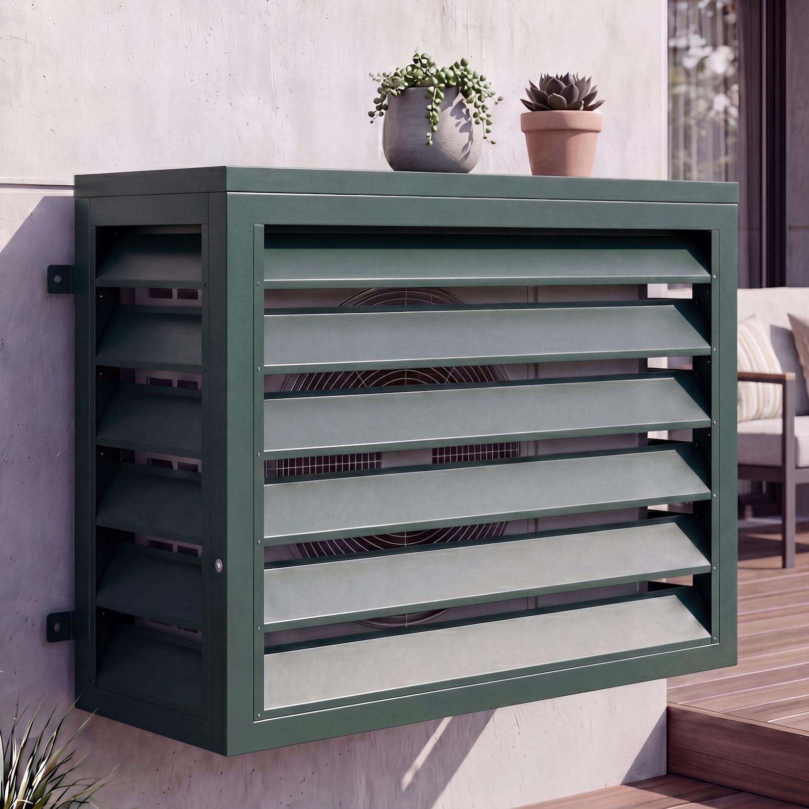 Verkleidung für Klimaanlage/Wärmetauscher MCW-O43, Abdeckung Schutzgitter, Metall 73x97x38cm ~ grün