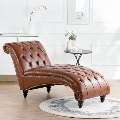 TOSWIN Modern Faux Leather Lounge Chair for Living Room Bedroom, Brown