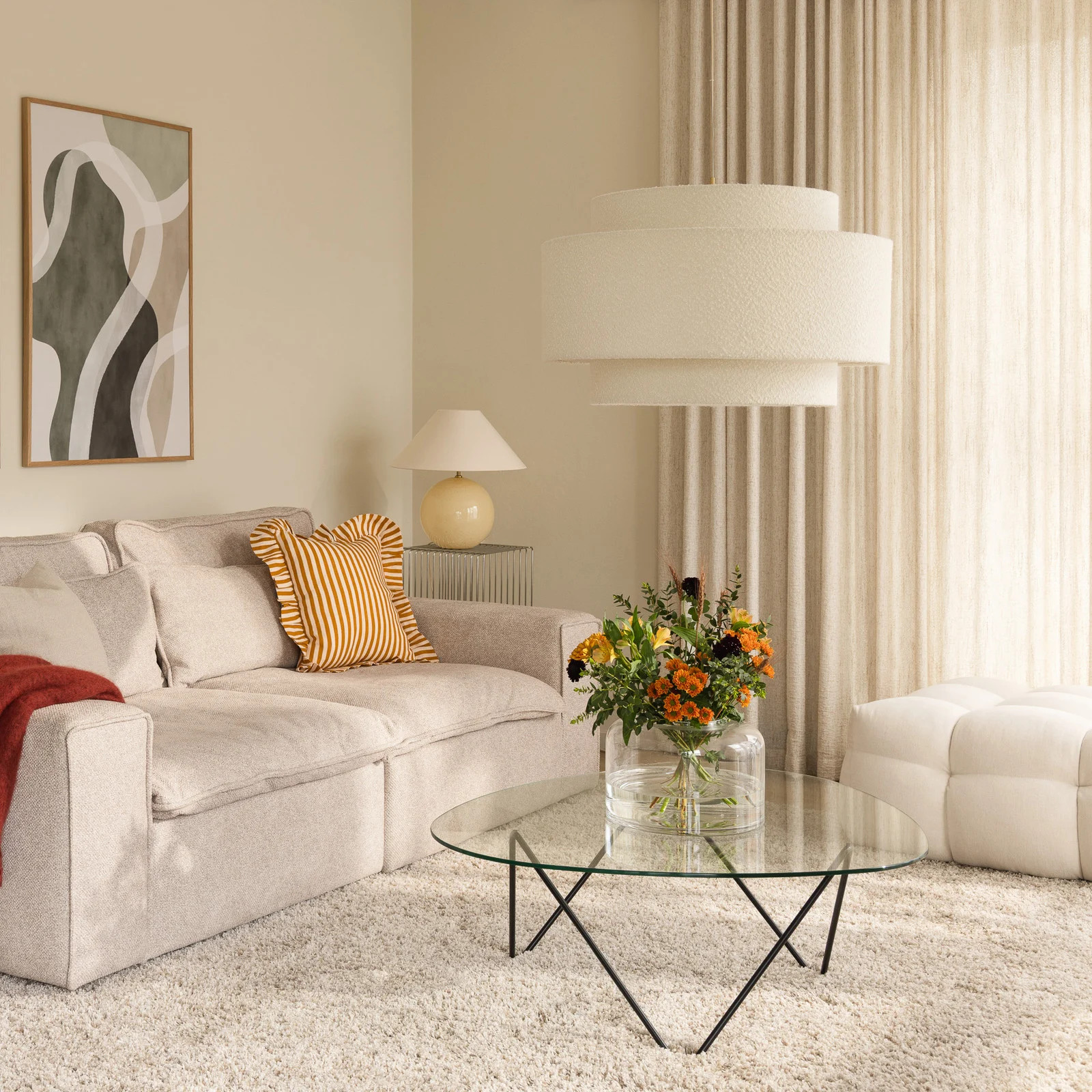 Globen Lighting Noah Bouclé hanglamp wit textiel Ø 70 cm