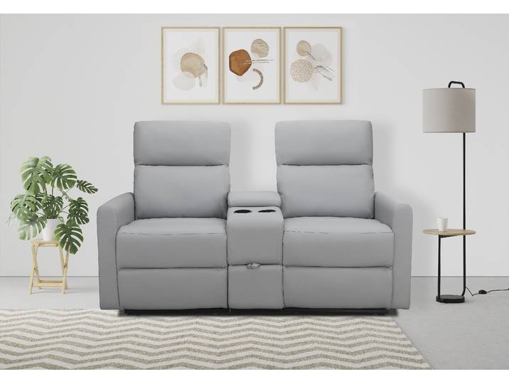 2-Sitzer HOME AFFAIRE Daoulas, 2er-Kinosofa, TV-Sessel, Multimedia-Sofa , grau (hellgrau), B:167cm H:102cm T:95cm, Sofas, 2-Sitzer, Kinosofa mit Relaxfunktion, Getränkehalter und Stauraum