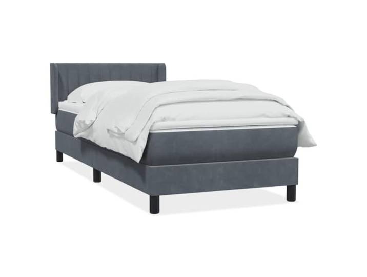 LKJephalotrop Boxspringbett mit Matratze 80x220 cm Dunkelgrau Komplettset fürs Schlafzimmer mit verstellbarem Kopfteil, Taschenfederkern-Matratze und waschbarem Topper.