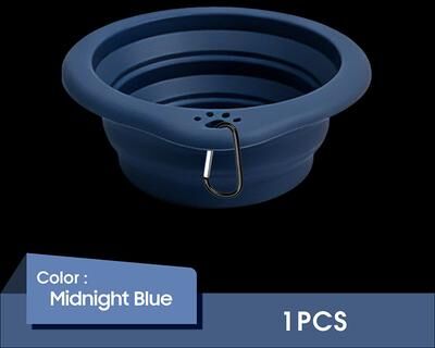 USA Free Shipping Shop Collapsible Dog Bowl Portable Silicone Travel Pet Bowl With Carabiner For Dogs & Cats blue