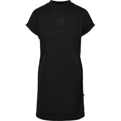 A-Linien-Kleid URBAN CLASSICS "Urban Classics Damen Ladies Cut On Sleeve Printed Tee Dress", Damen, Gr. S, US-Größen, Kurzarm, schwarz (schwarz, schwarz), 100% Baumwolle, unifarben, loose fit, Rundhals, Kleider
